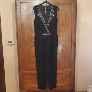 12TH STREET SIZE LARGE Embroidered Black Jumpsuit